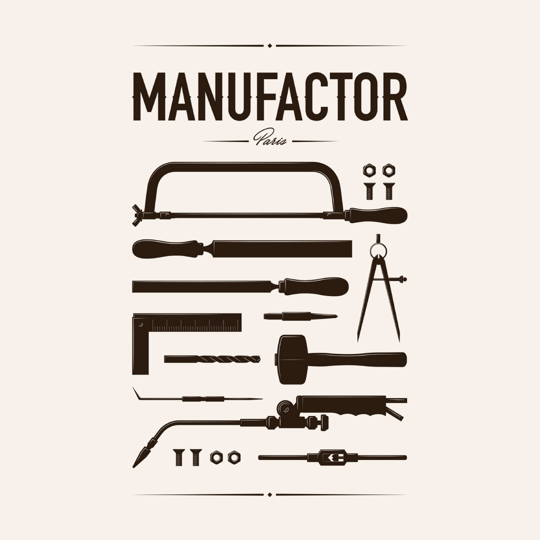 Illustration outils et logo Manufactor