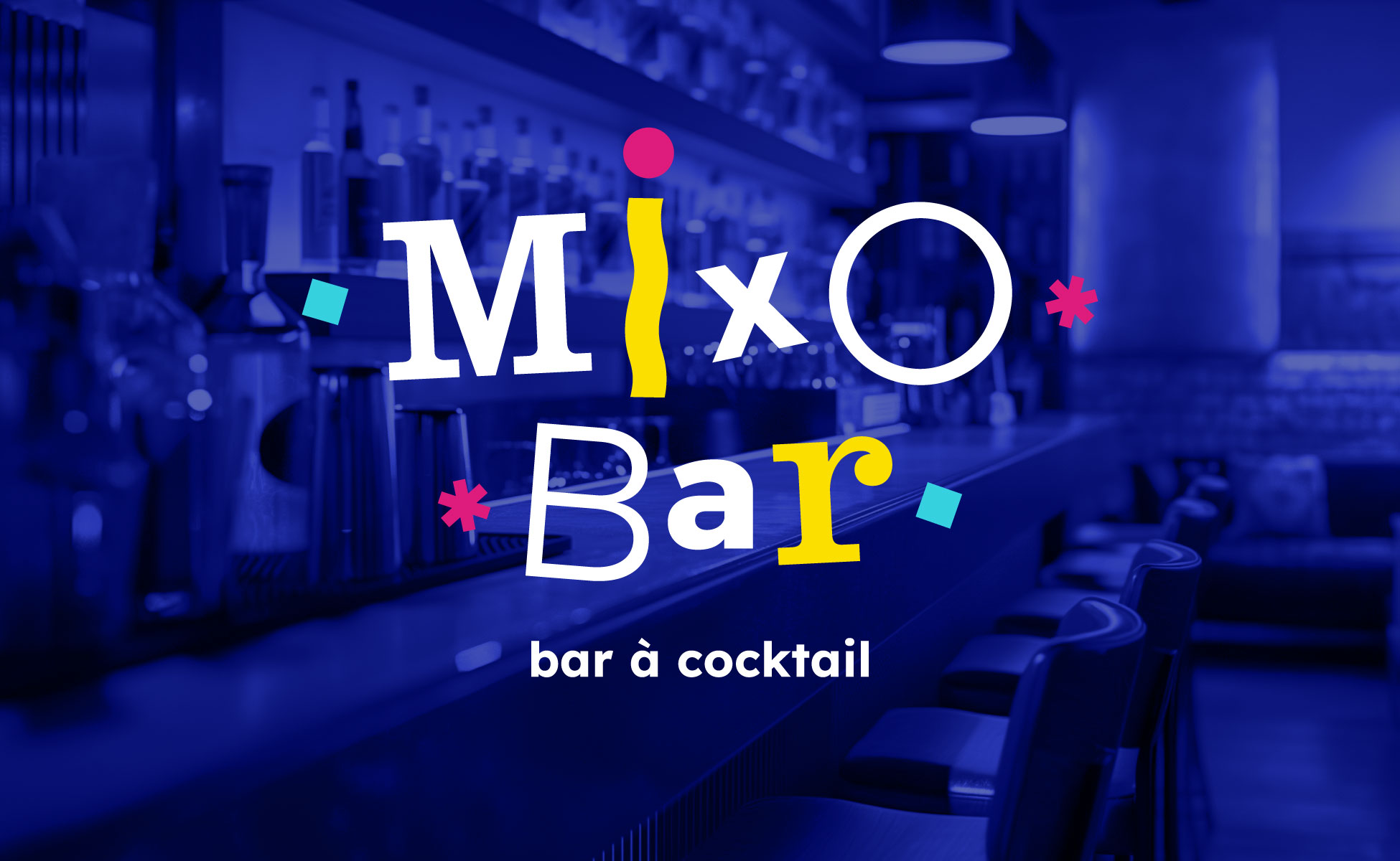 Logo, identité visuelle, affiche, dépliant pour Mixo Bar - Bar à Cocktail